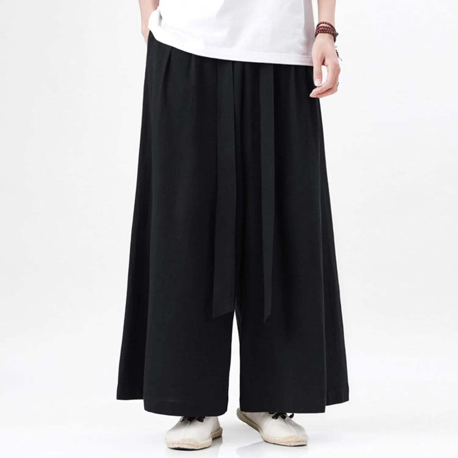 Mens Wide Leg Harem Pants Relaxed Fit Lightweight Plus Size Casual Pants Trendy Straight Leg Summer Beach Yoga Trousers
