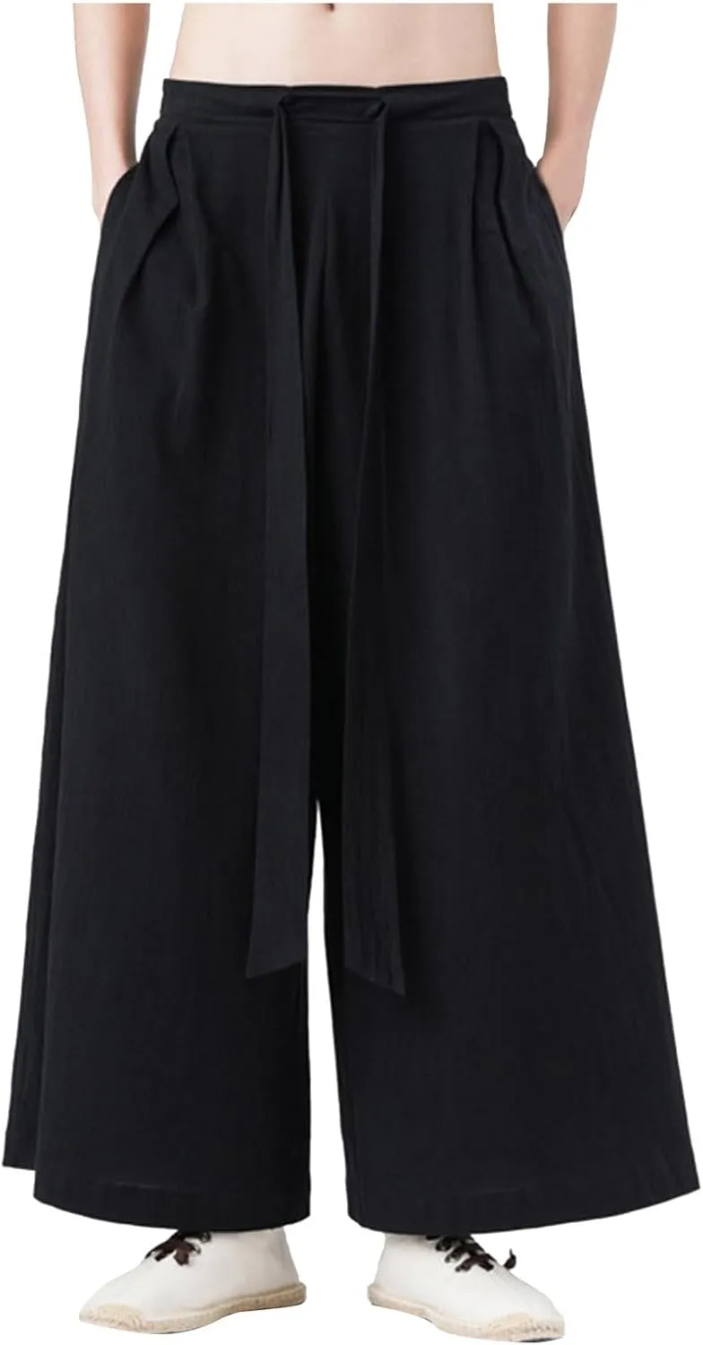 Mens Wide Leg Harem Pants Relaxed Fit Lightweight Plus Size Casual Pants Trendy Straight Leg Summer Beach Yoga Trousers