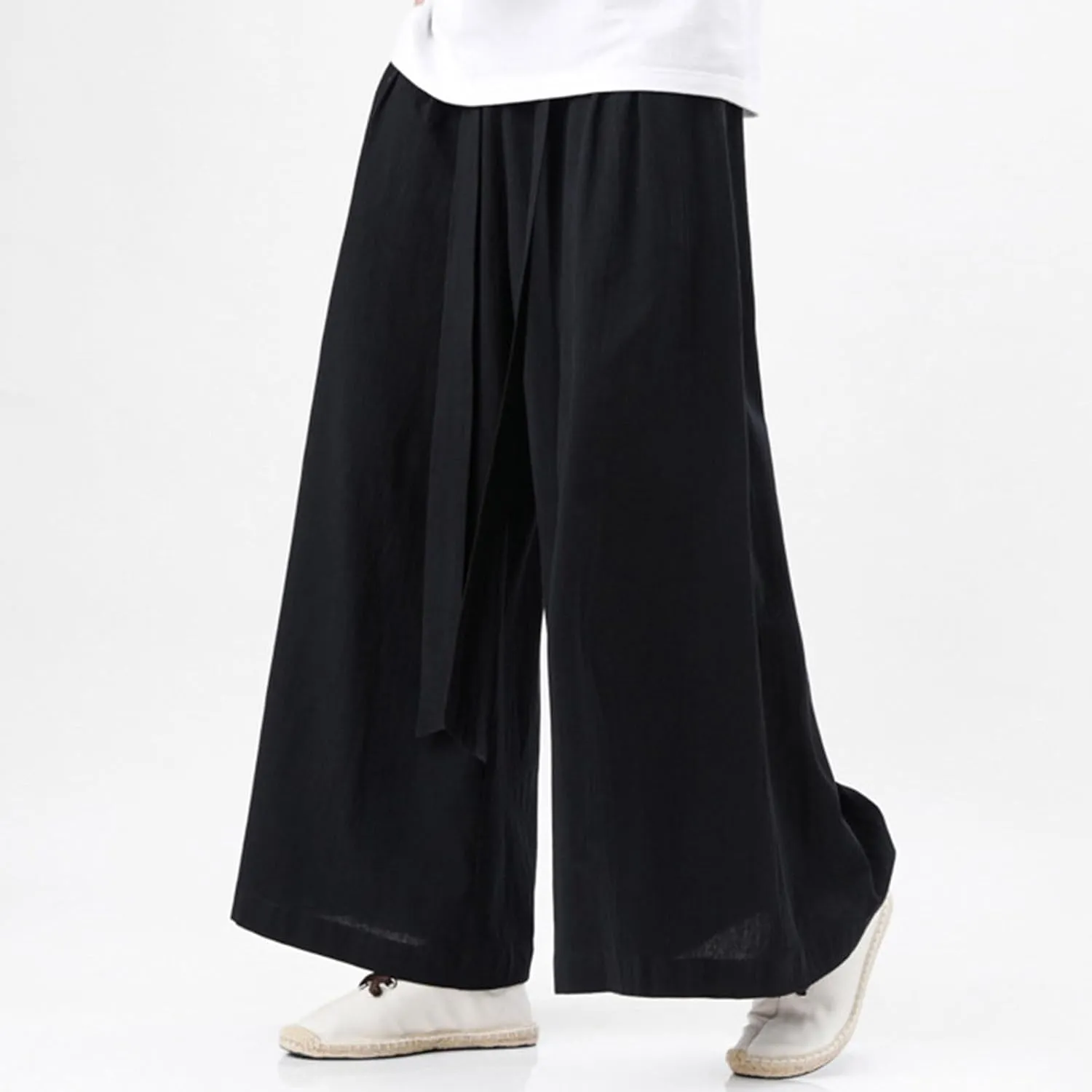 Mens Wide Leg Harem Pants Relaxed Fit Lightweight Plus Size Casual Pants Trendy Straight Leg Summer Beach Yoga Trousers