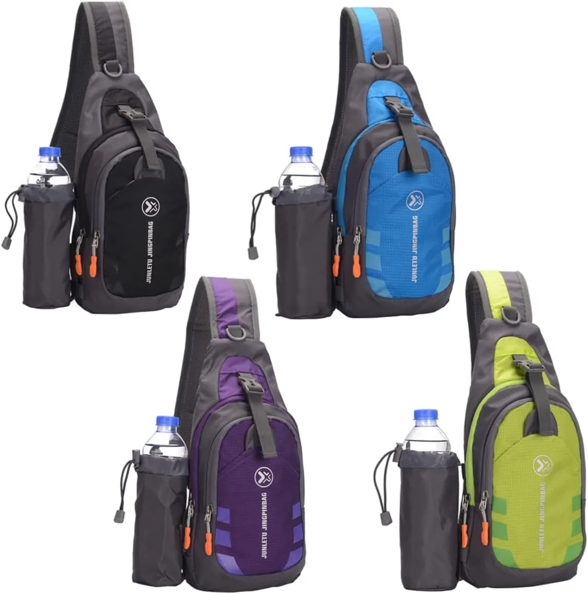 Milisten Cross Body Bag Sports Shoulder Backpack Sling Chest Pack for Hiking Detachable Water Bottle Holder