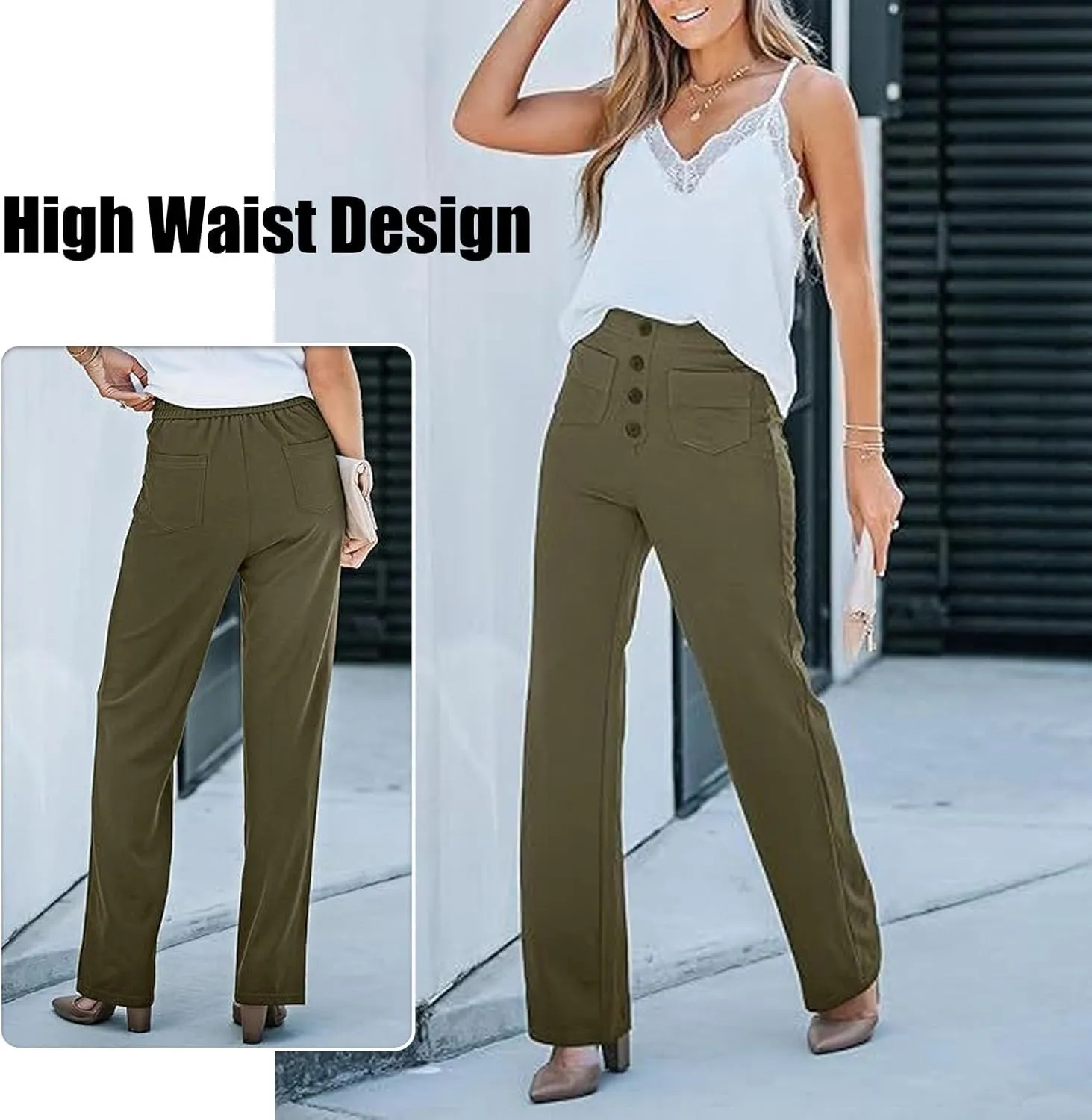 Miracharm Pants, Puliam Pant for Women, Flexipants - Women's Casual High Waist Stretch Trousers with Pockets