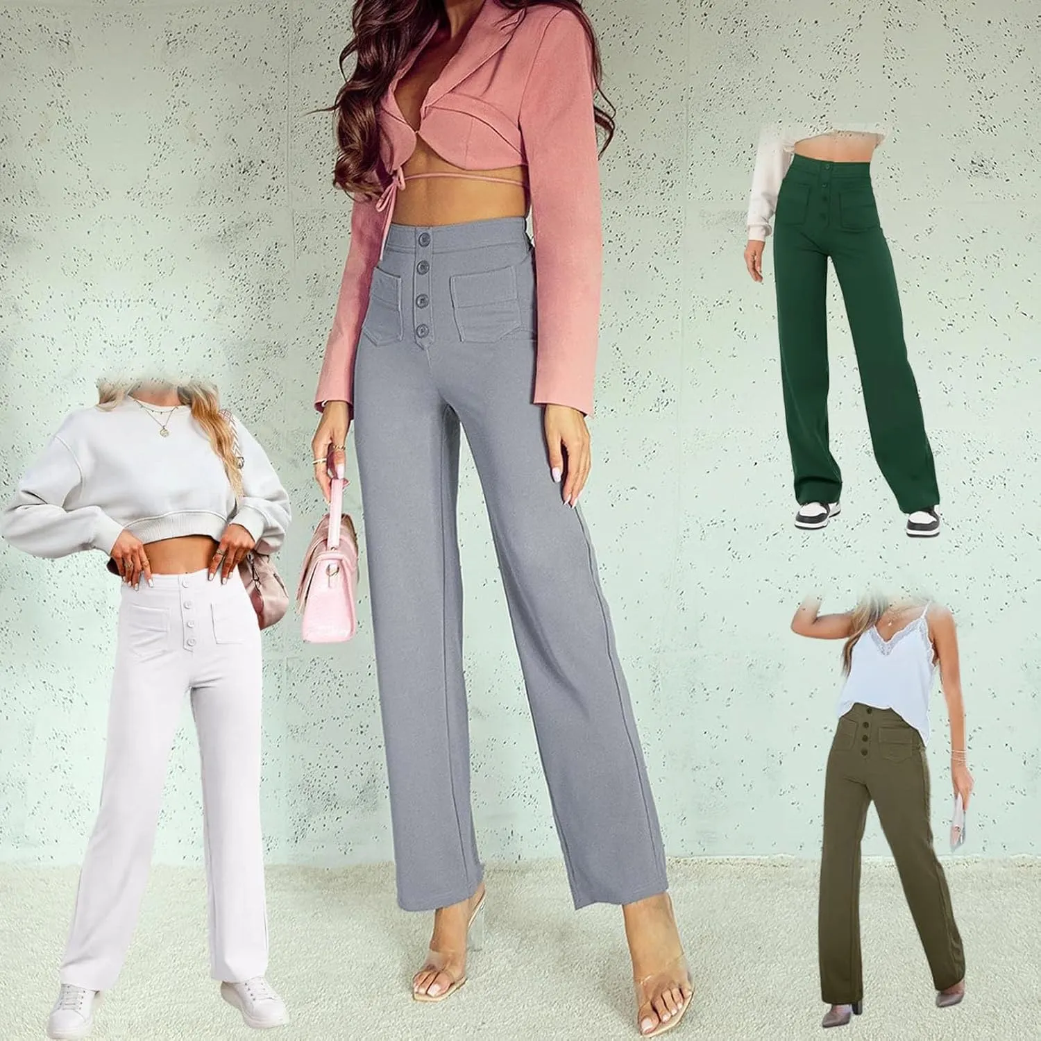 Miracharm Pants, Puliam Pant for Women, Flexipants - Women's Casual High Waist Stretch Trousers with Pockets
