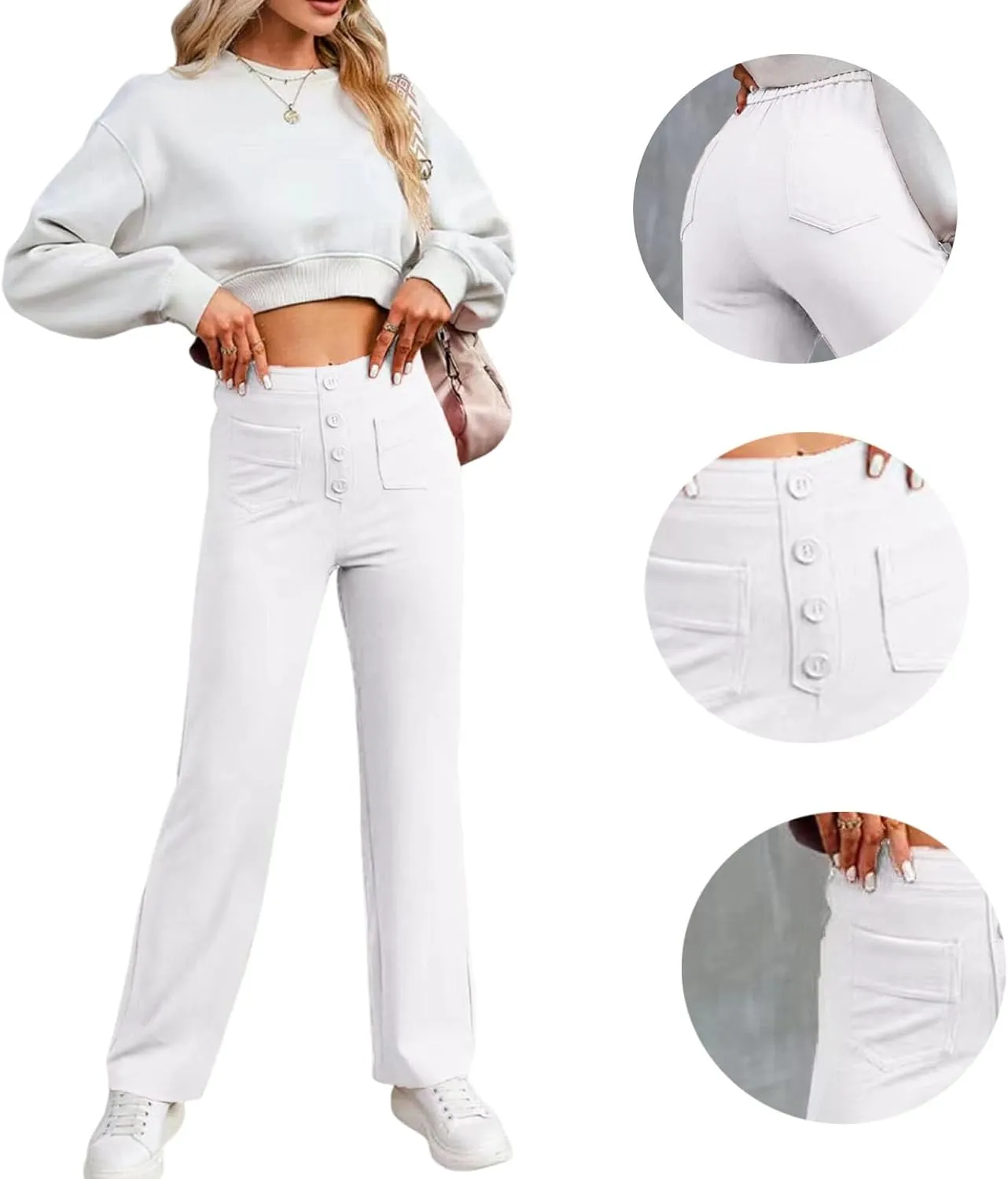Miracharm Pants, Puliam Pant for Women, Flexipants - Women's Casual High Waist Stretch Trousers with Pockets