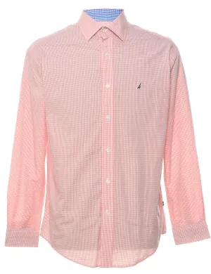 Nautica Checked Coral & White Shirt - M