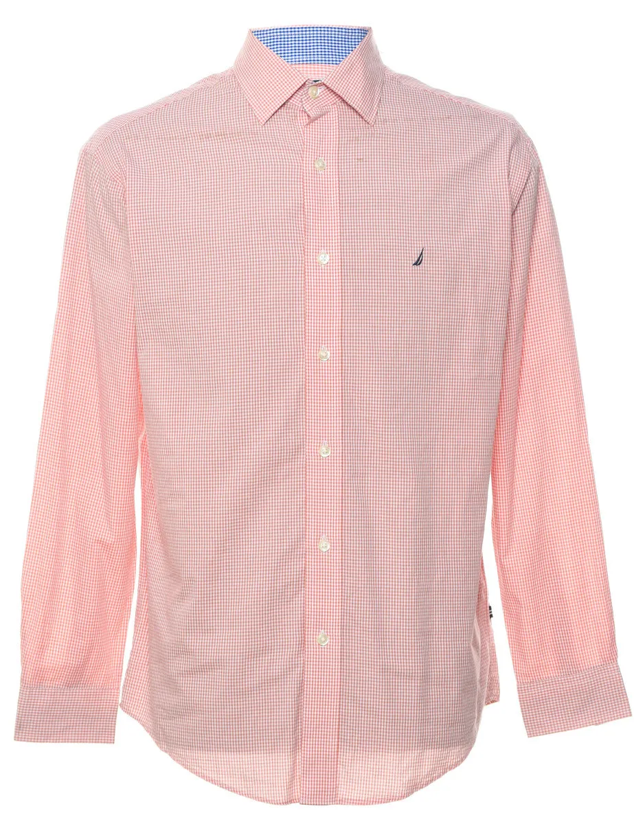 Nautica Checked Coral & White Shirt - M
