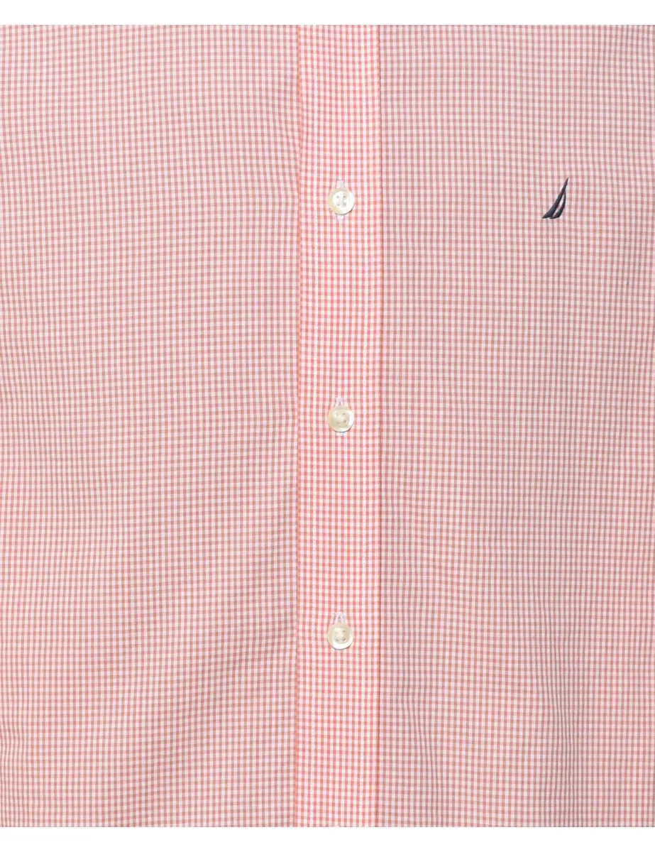 Nautica Checked Coral & White Shirt - M