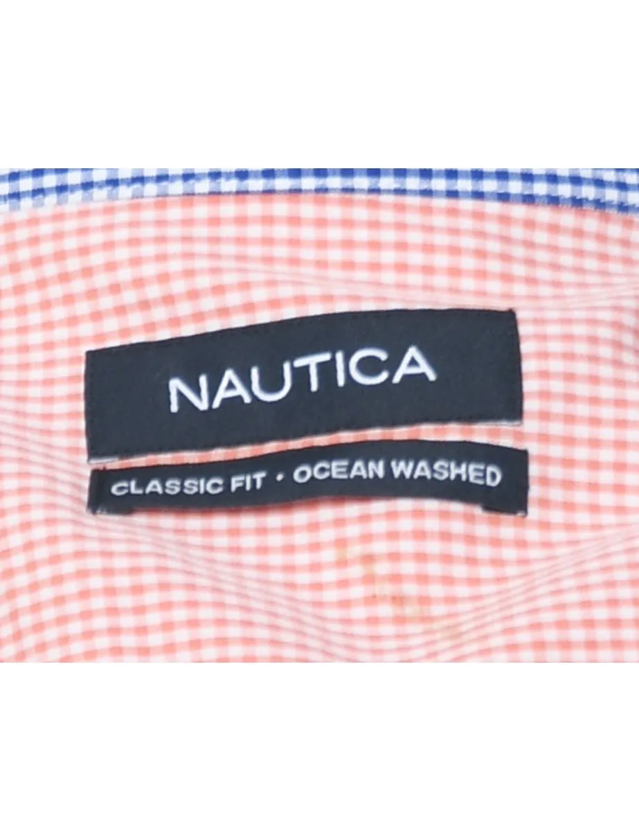Nautica Checked Coral & White Shirt - M
