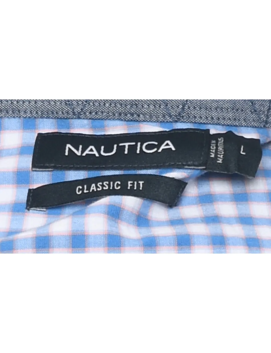Nautica Checked White & Blue Classic Shirt - L