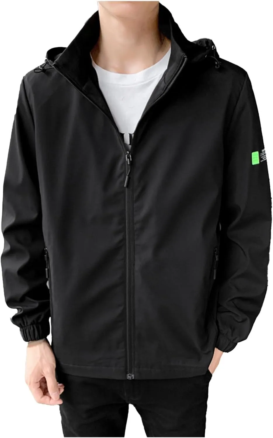 Oversized Sun Protection Raincoat Mens Solid Zip Hooded Waterproof Windbreaker Casual Hiking Jacket Plus Size M-8xl