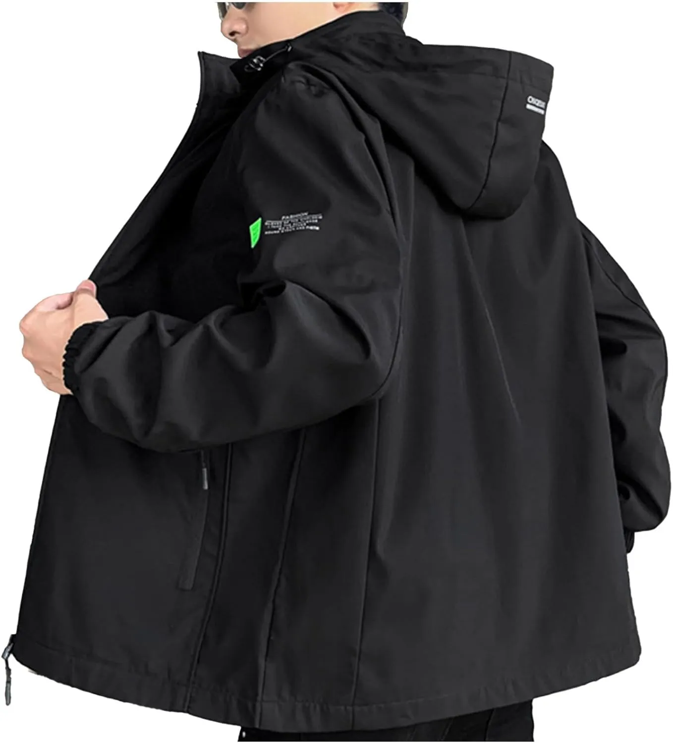 Oversized Sun Protection Raincoat Mens Solid Zip Hooded Waterproof Windbreaker Casual Hiking Jacket Plus Size M-8xl