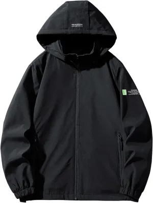 Oversized Sun Protection Raincoat Mens Solid Zip Hooded Waterproof Windbreaker Casual Hiking Jacket Plus Size M-8xl