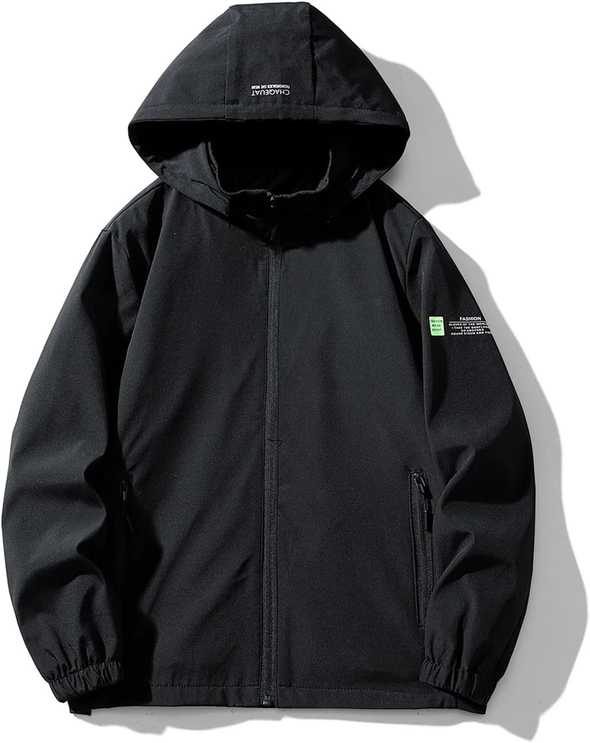 Oversized Sun Protection Raincoat Mens Solid Zip Hooded Waterproof Windbreaker Casual Hiking Jacket Plus Size M-8xl
