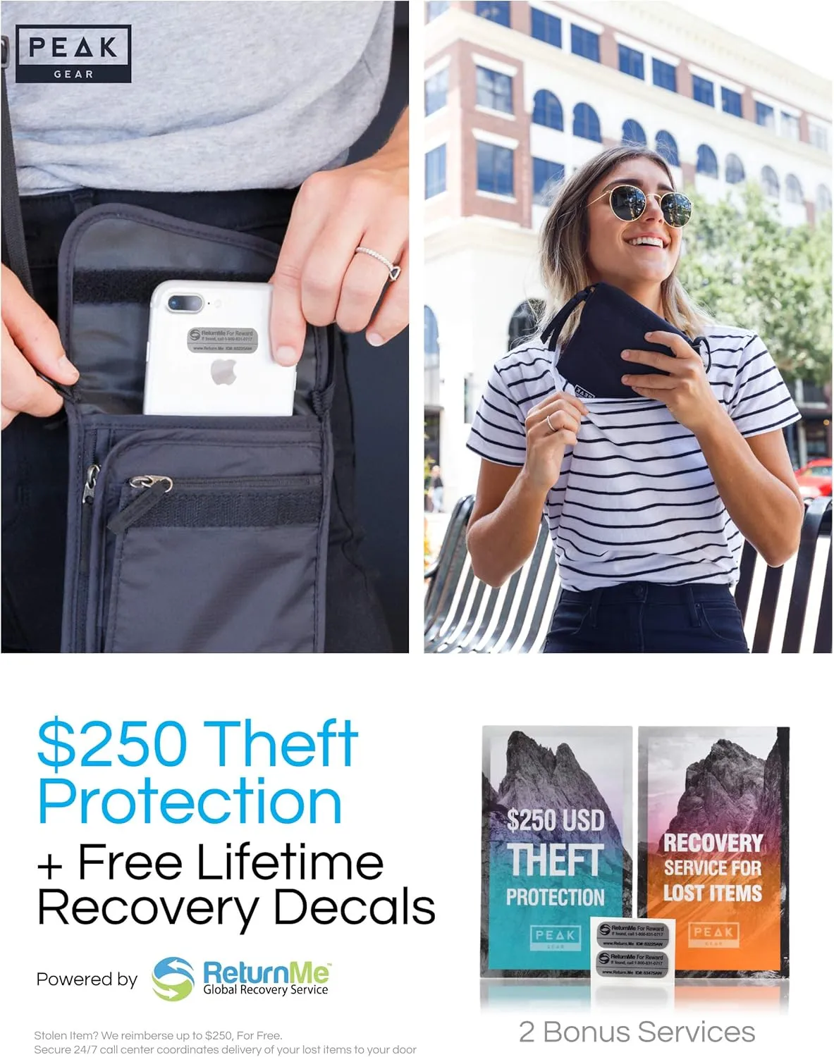 Peak Gear RFID Neck Wallet - The Orginal Travel Pouch with Adjustable Crossbody Strap   Theft Protection and Lost & Found Service | Gray