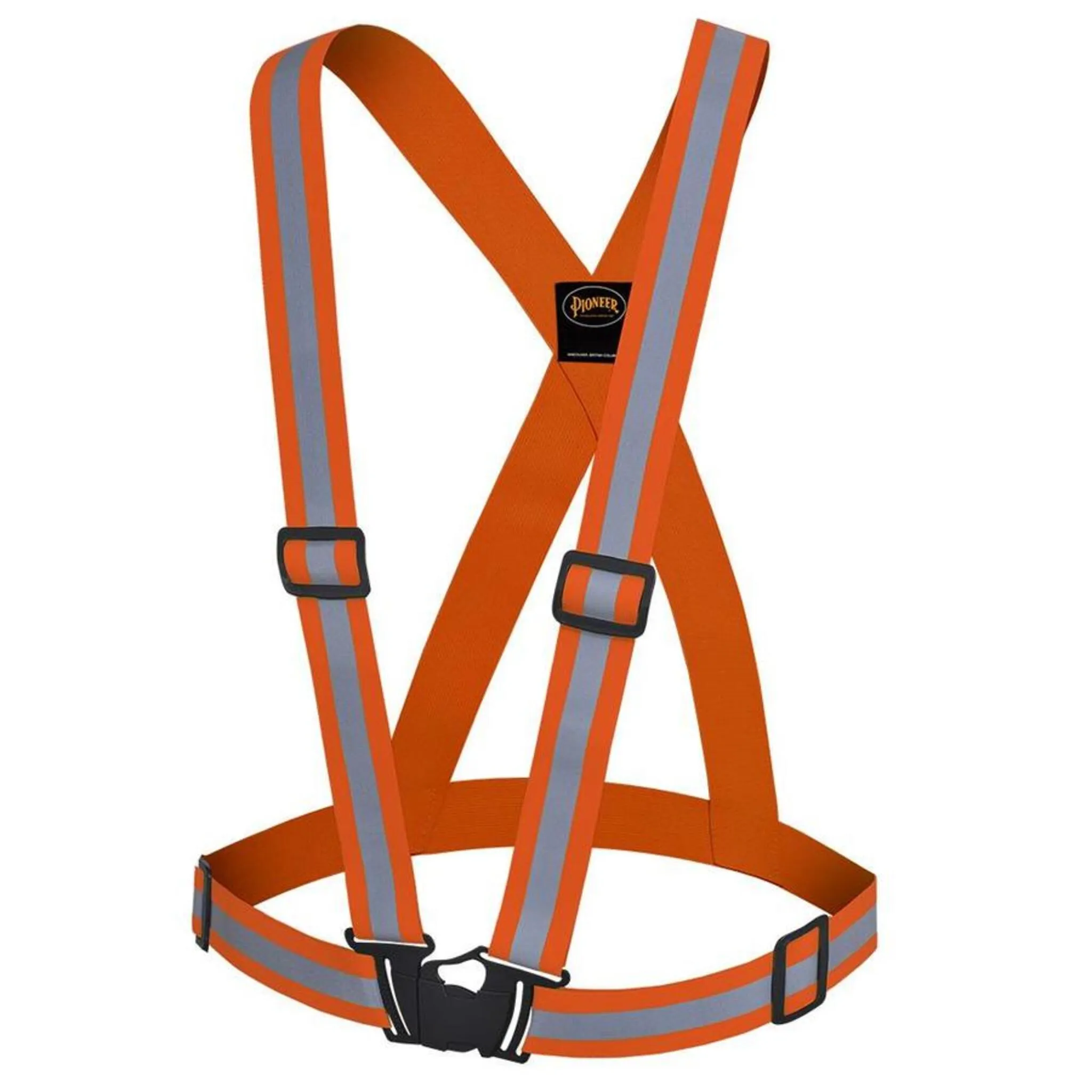 Pioneer Hi Vis Reflective Safety Sash with 1.5" Adjustable Elastic Straps, Quick-Release Buckle, One Size Fits All for Maximum Visibility & Protection