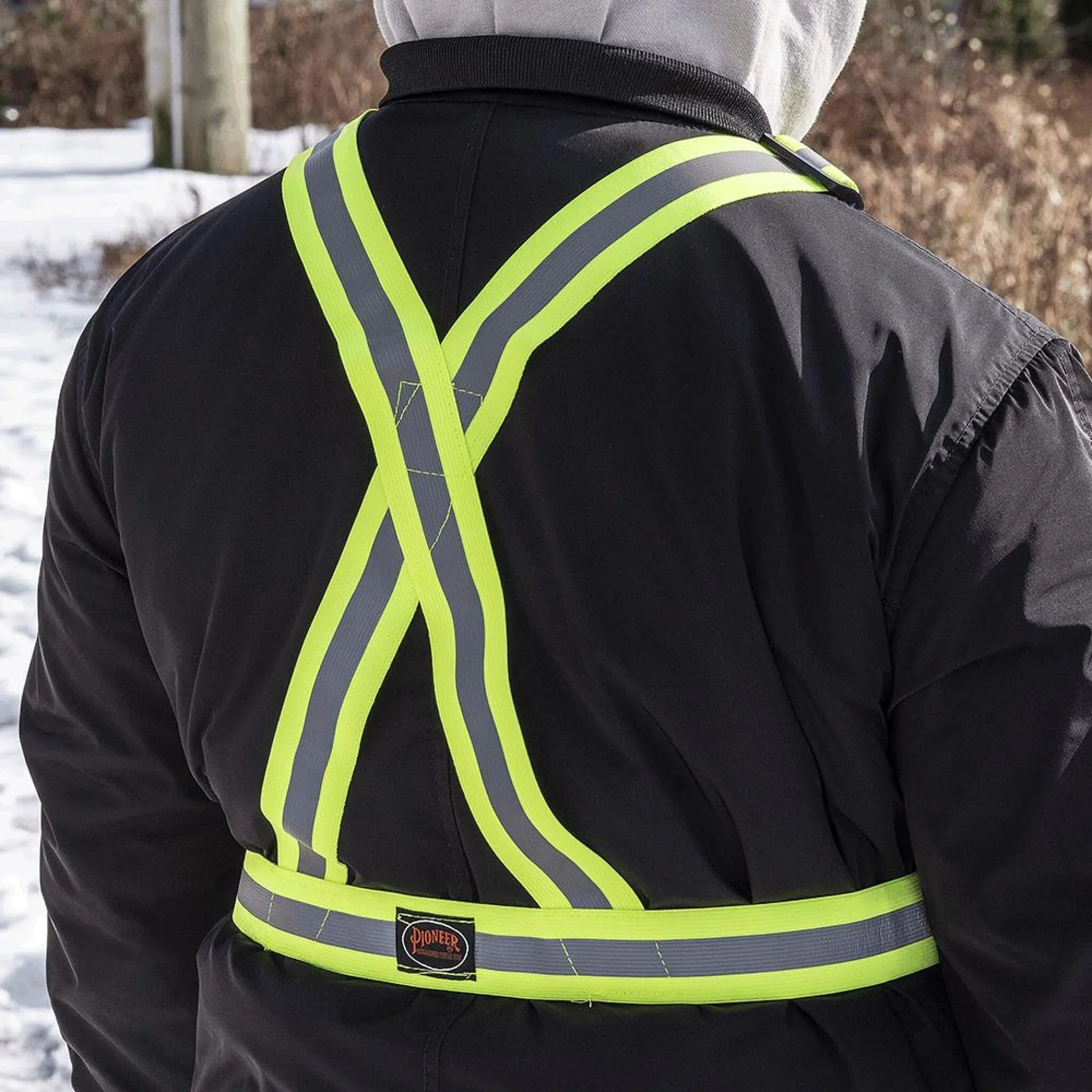 Pioneer Hi Vis Reflective Safety Sash with 1.5" Adjustable Elastic Straps, Quick-Release Buckle, One Size Fits All for Maximum Visibility & Protection
