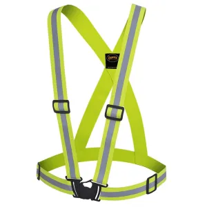 Pioneer Hi Vis Reflective Safety Sash with 1.5" Adjustable Elastic Straps, Quick-Release Buckle, One Size Fits All for Maximum Visibility & Protection