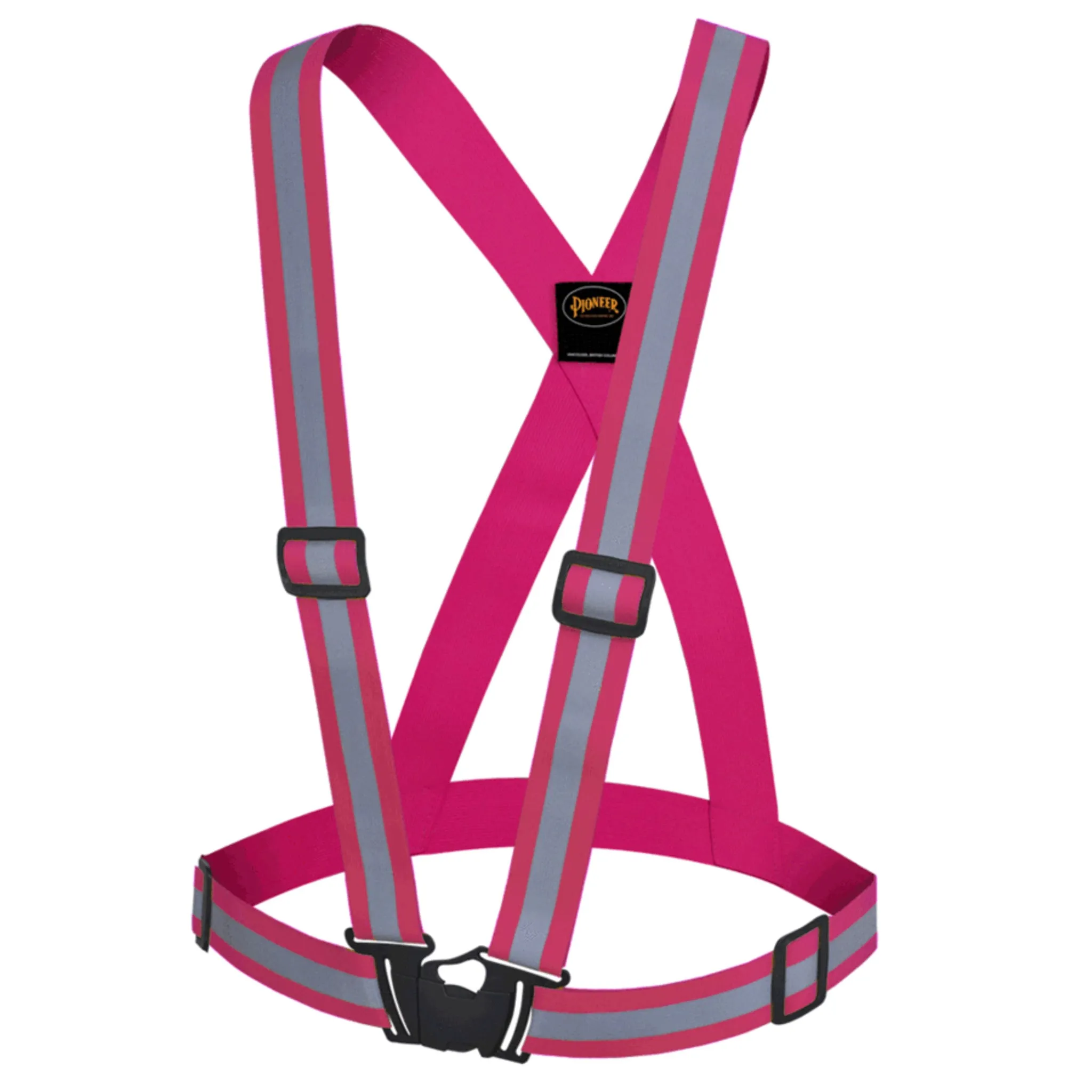 Pioneer Hi Vis Reflective Safety Sash with 1.5" Adjustable Elastic Straps, Quick-Release Buckle, One Size Fits All for Maximum Visibility & Protection