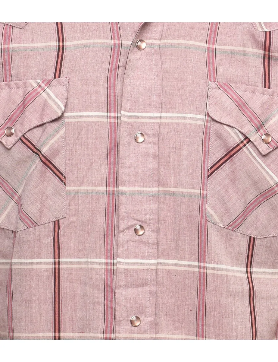 Plum Classic Checked Western Shirt - M