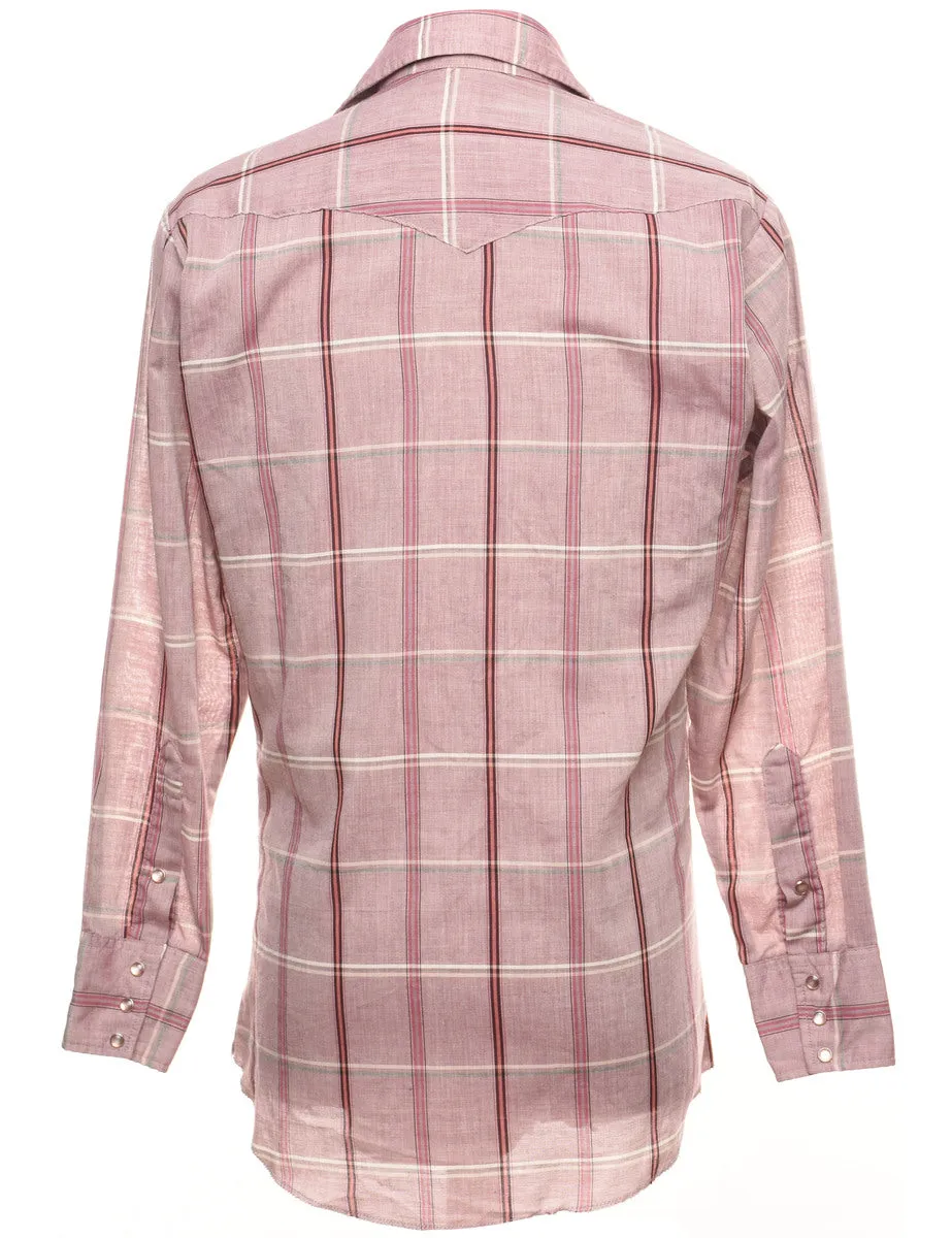 Plum Classic Checked Western Shirt - M