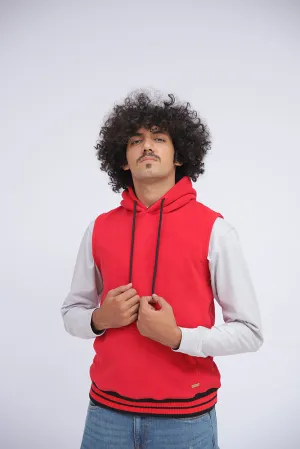 Red Sleeveless Hoodie
