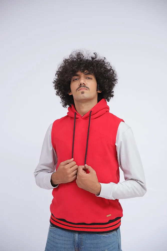 Red Sleeveless Hoodie