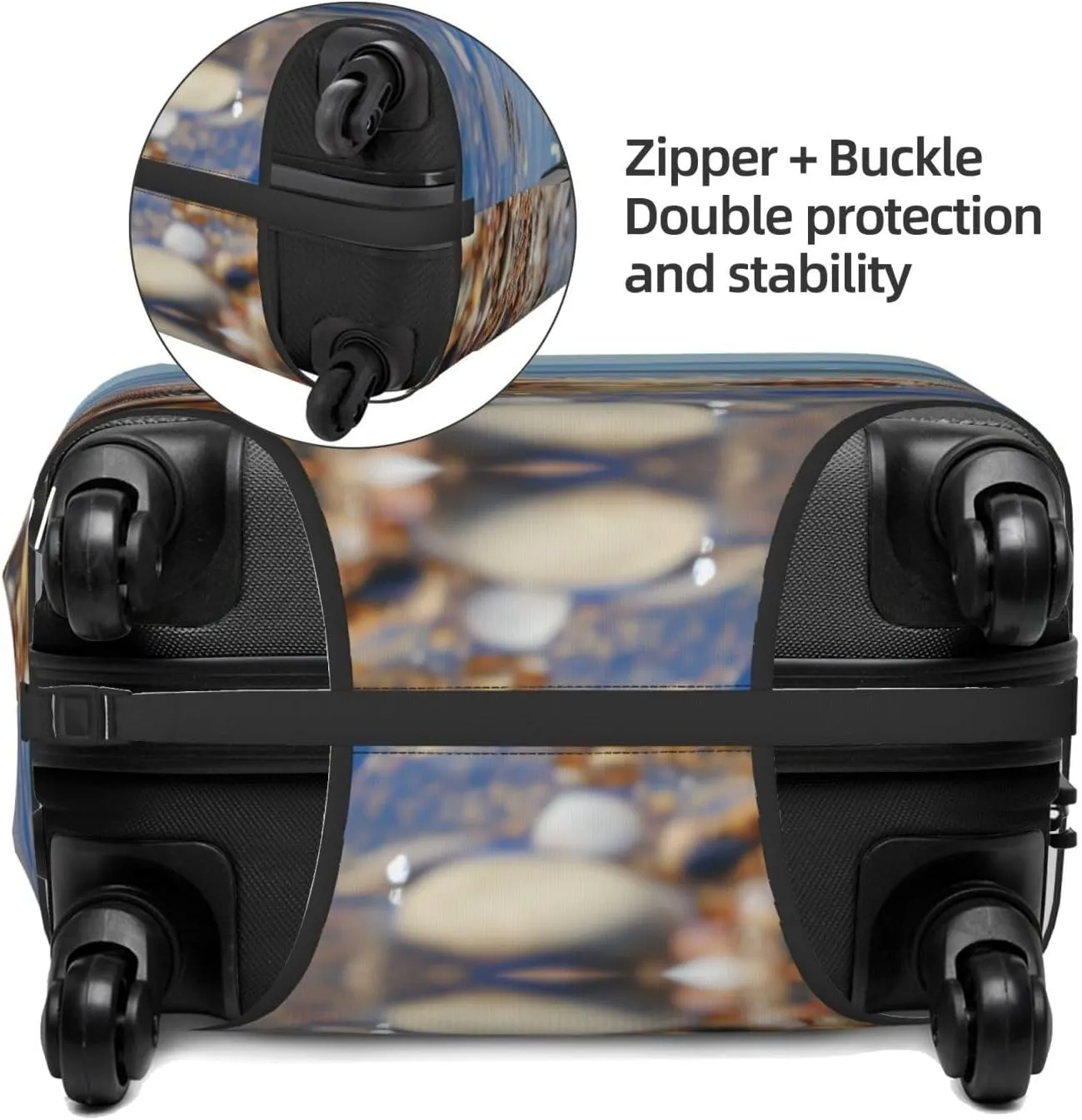 Sea And Shells Print Washable Luggage Cover Fashion Suitcase Protector Cover Fits 18-32 Inch Luggage