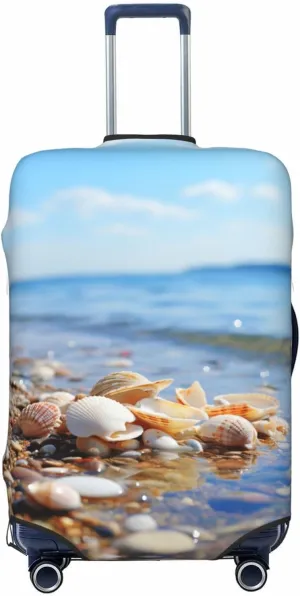 Sea And Shells Print Washable Luggage Cover Fashion Suitcase Protector Cover Fits 18-32 Inch Luggage