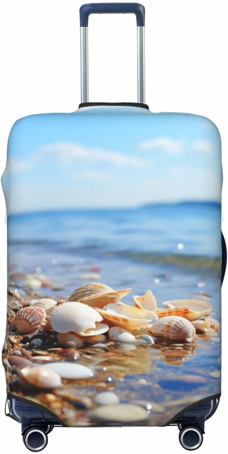 Sea And Shells Print Washable Luggage Cover Fashion Suitcase Protector Cover Fits 18-32 Inch Luggage