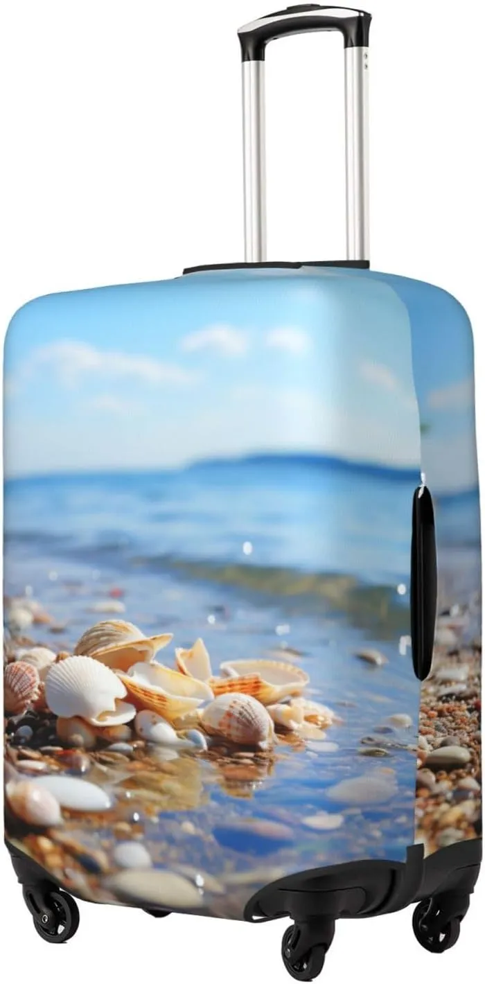 Sea And Shells Print Washable Luggage Cover Fashion Suitcase Protector Cover Fits 18-32 Inch Luggage
