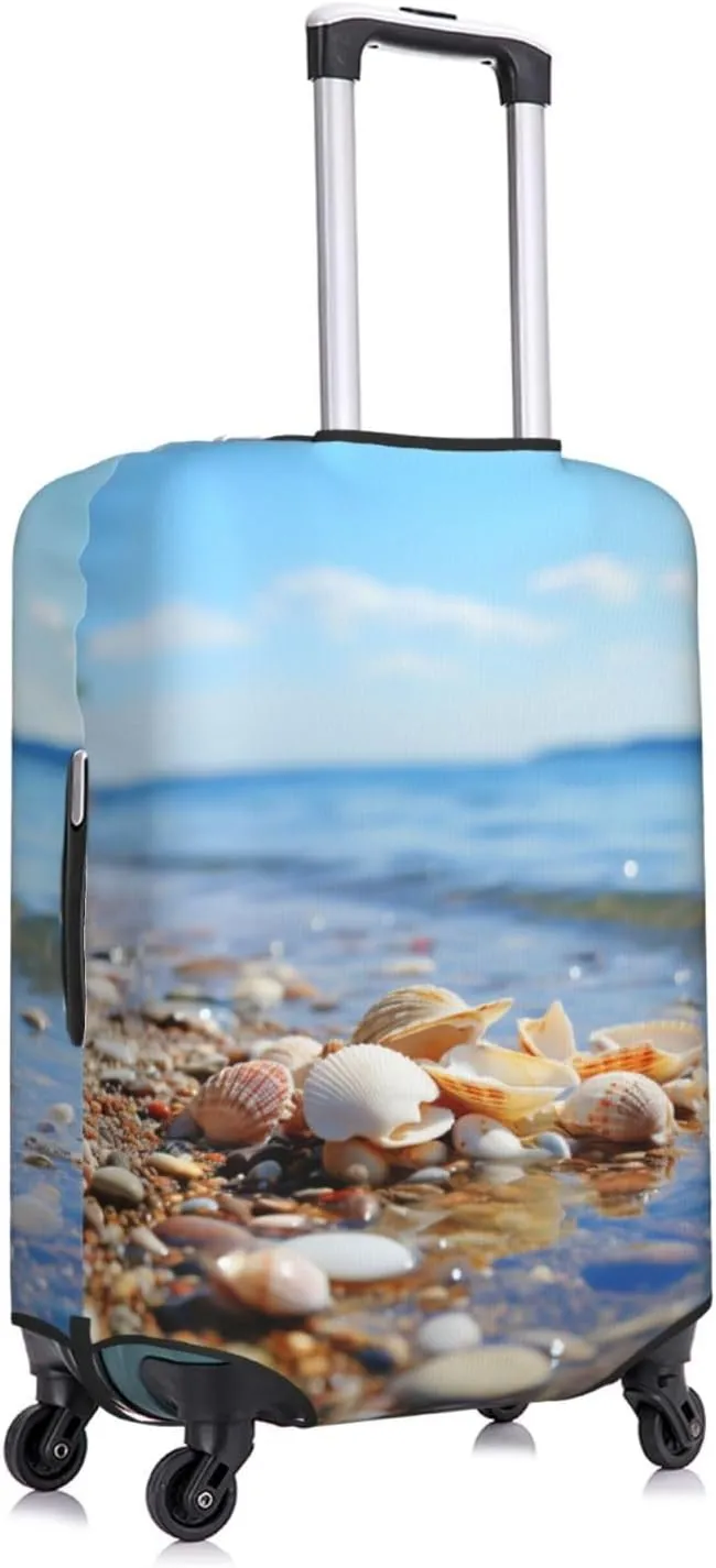 Sea And Shells Print Washable Luggage Cover Fashion Suitcase Protector Cover Fits 18-32 Inch Luggage