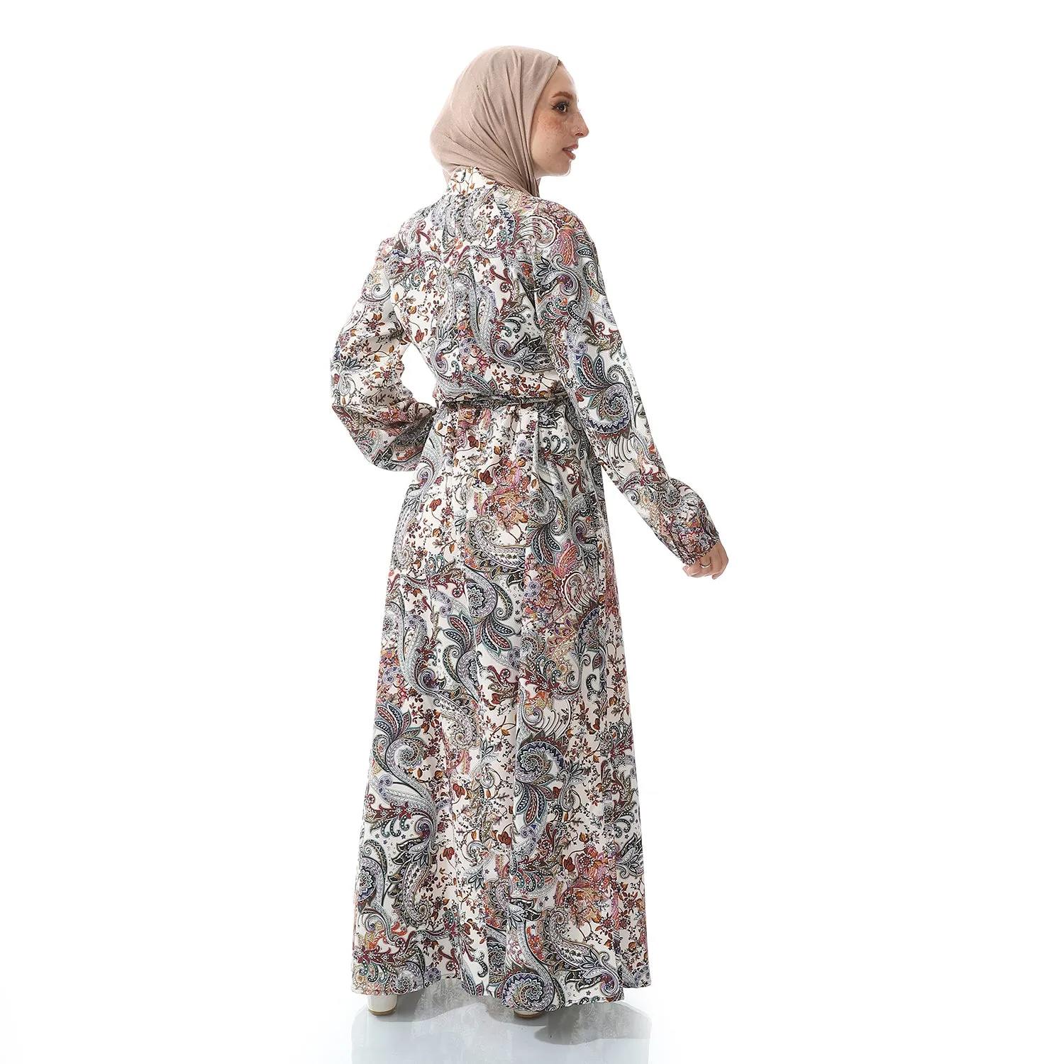 Self Patterned Long Casual Dress