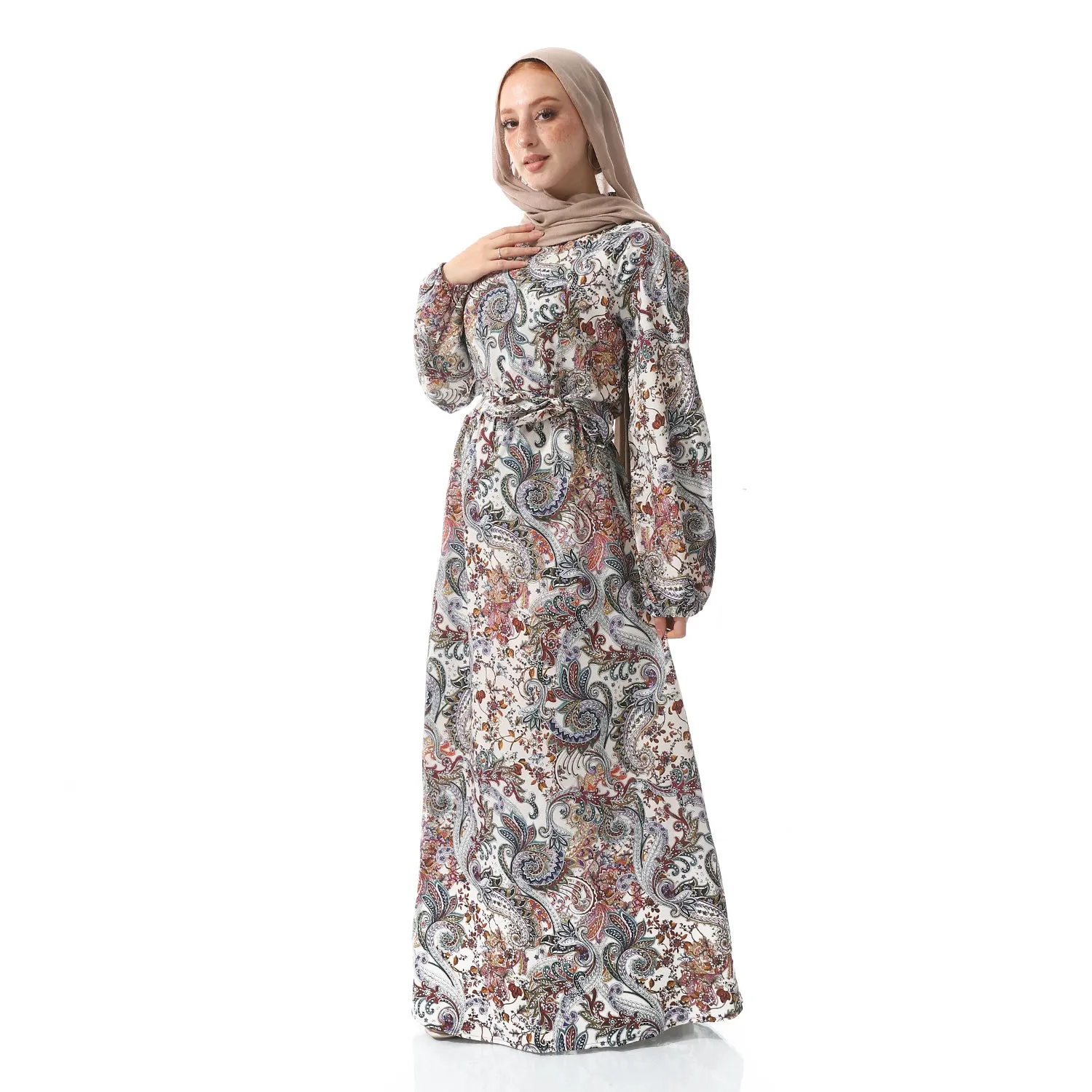 Self Patterned Long Casual Dress