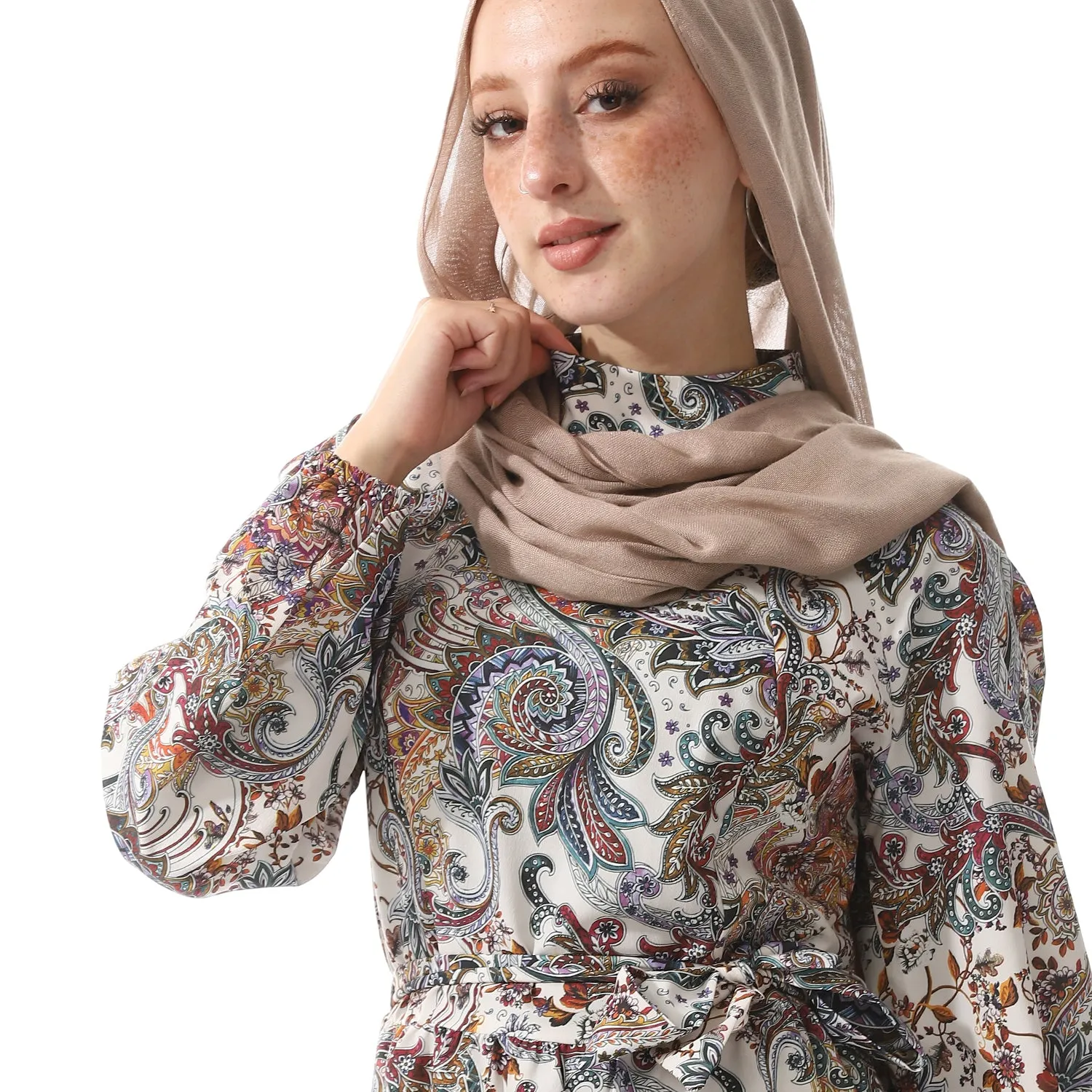 Self Patterned Long Casual Dress