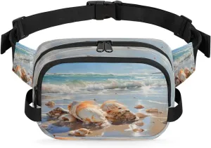 Shells On Sea Shore Fanny Pack for Women Men,Waist Pack with Adjustable Strap,Shells Fashion Crossbody Packs Belt Bag for Running Workout Sports Travel