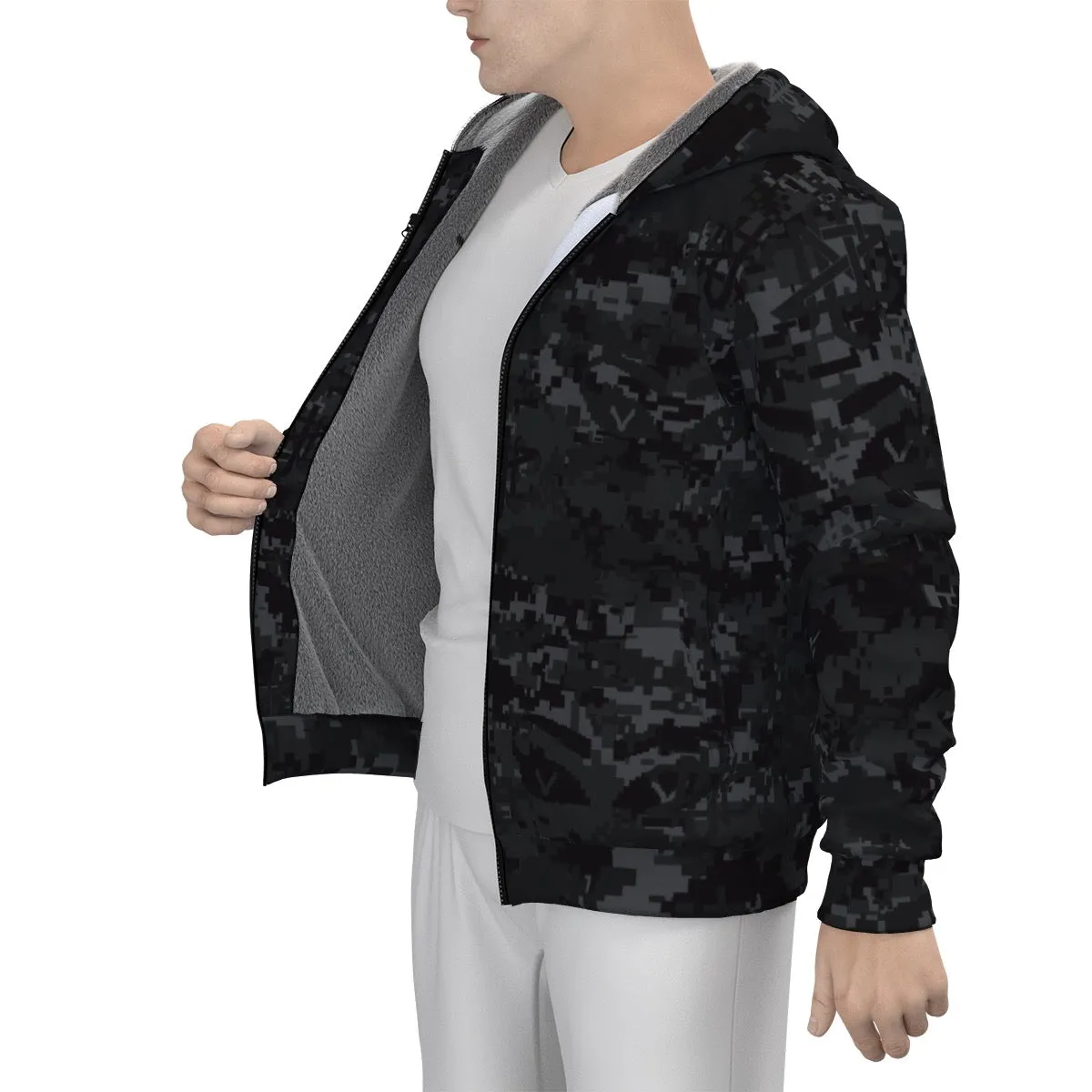Sherpa Fleece Zip Up Hoodie
