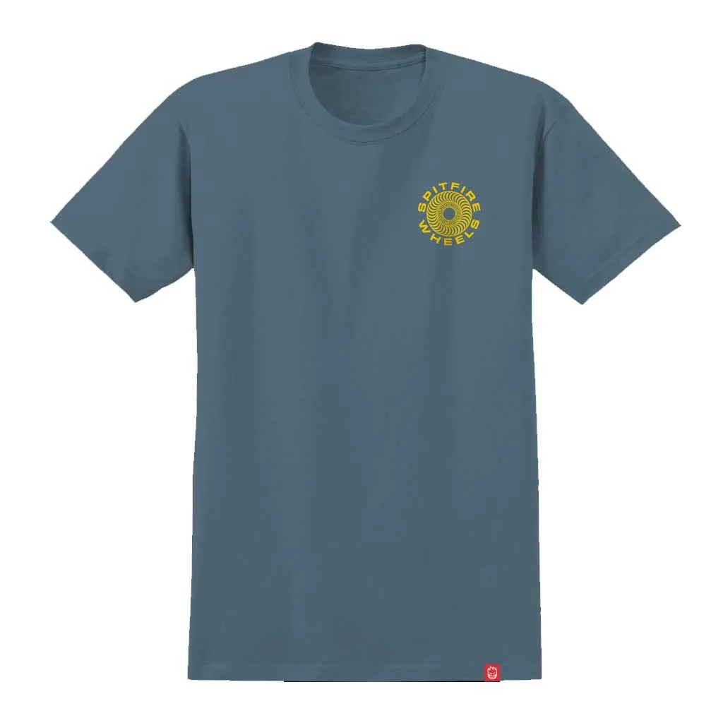 Spitfire Classic 87 Swirl Tee - Stone Blue/Yellow