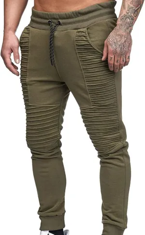 Spring and Summer Pants for Men 2023 Hip-Hop Drawstring Elastic Waist Skinny-Fit Slacks Tapered Ripped Trousers