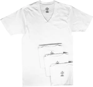 Stafford Mens Tall/Extra Tall 100% Heavy Weight Cotton V-Neck Undershirt, White, Short Sleeve, 4 Pack