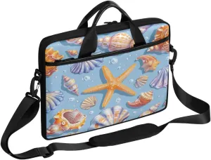 Starfish Shells Sea Shells Laptop Case Bag with Detachable Strap Waterproof Laptop Bag Notebook Carrying Case 15.6 inch Laptop Sleeve Bag for Men Women Work Travel
