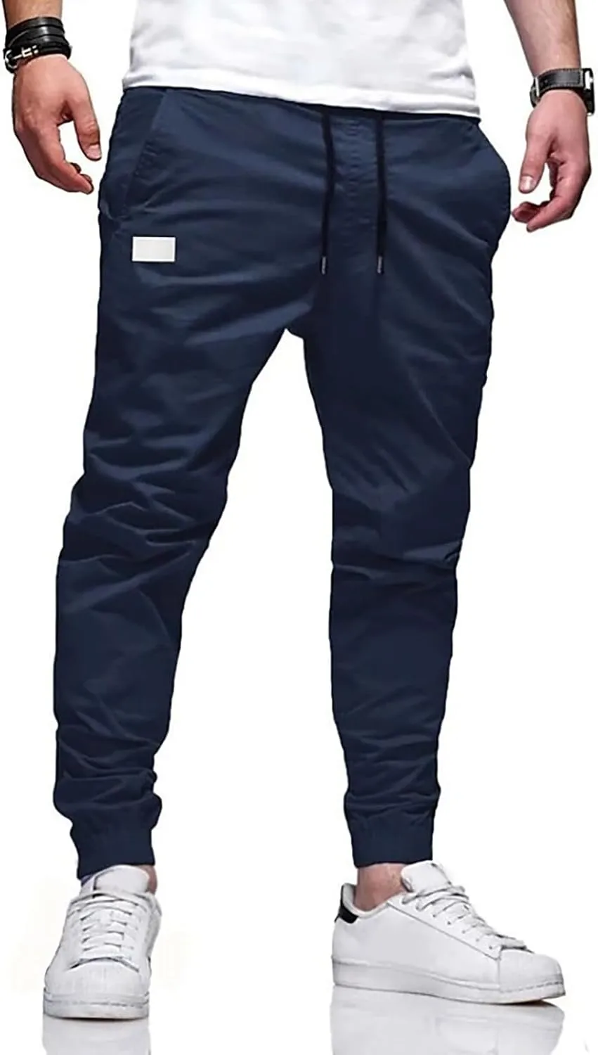 Tactical Pants for Men Stretch Waist Big and Tall Baggy Sweatpants Casual Plus Size Workout Athletic Chino Pants with Pockets