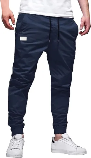 Tactical Pants for Men Stretch Waist Big and Tall Baggy Sweatpants Casual Plus Size Workout Athletic Chino Pants with Pockets