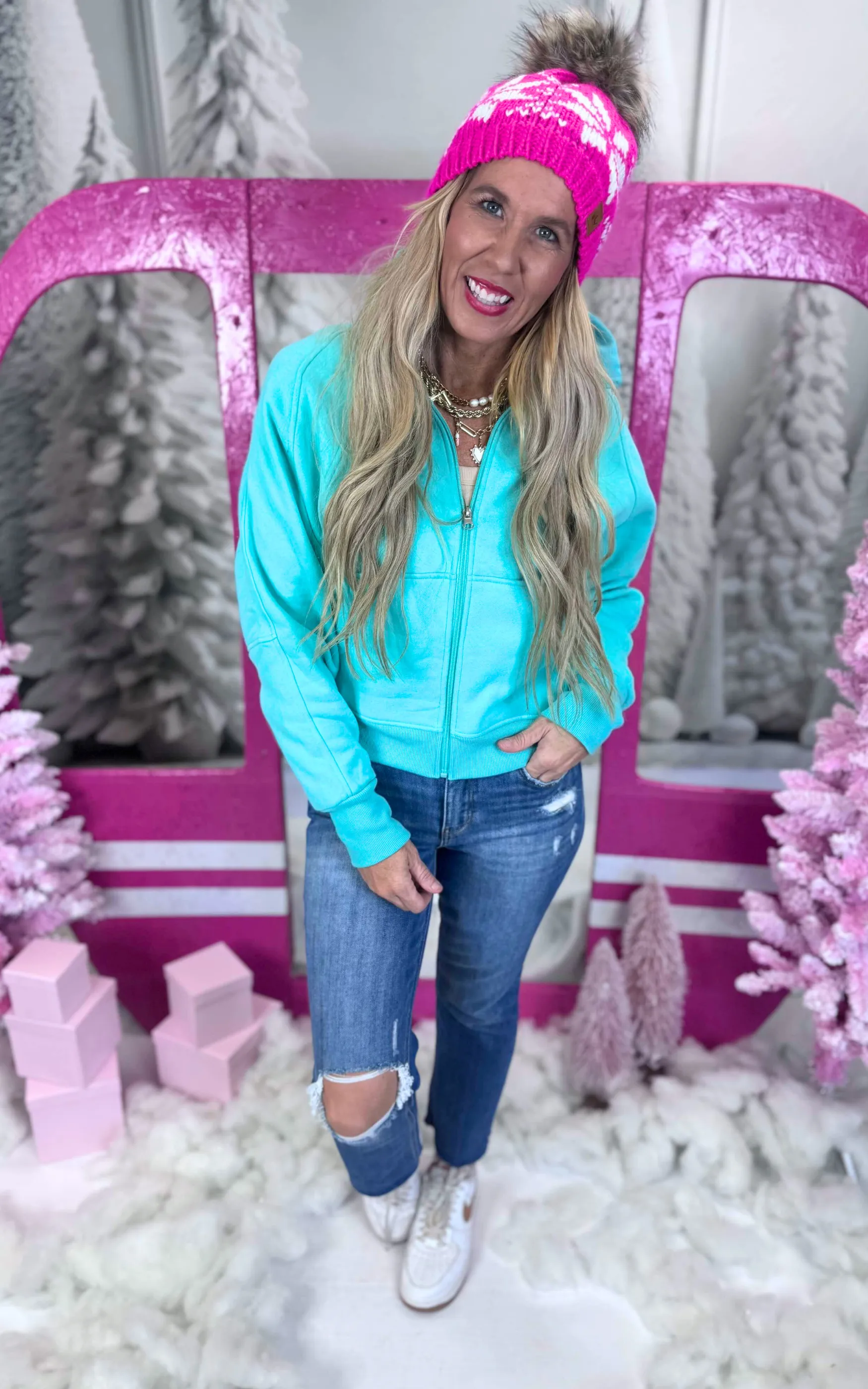 The AVA Full Zip Mock Neck Sweatshirt by Salty Wave
