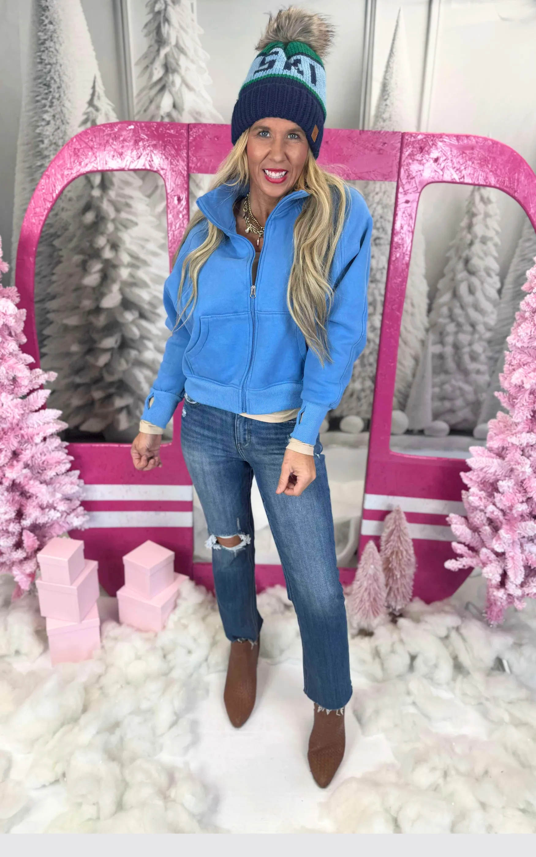 The AVA Full Zip Mock Neck Sweatshirt by Salty Wave