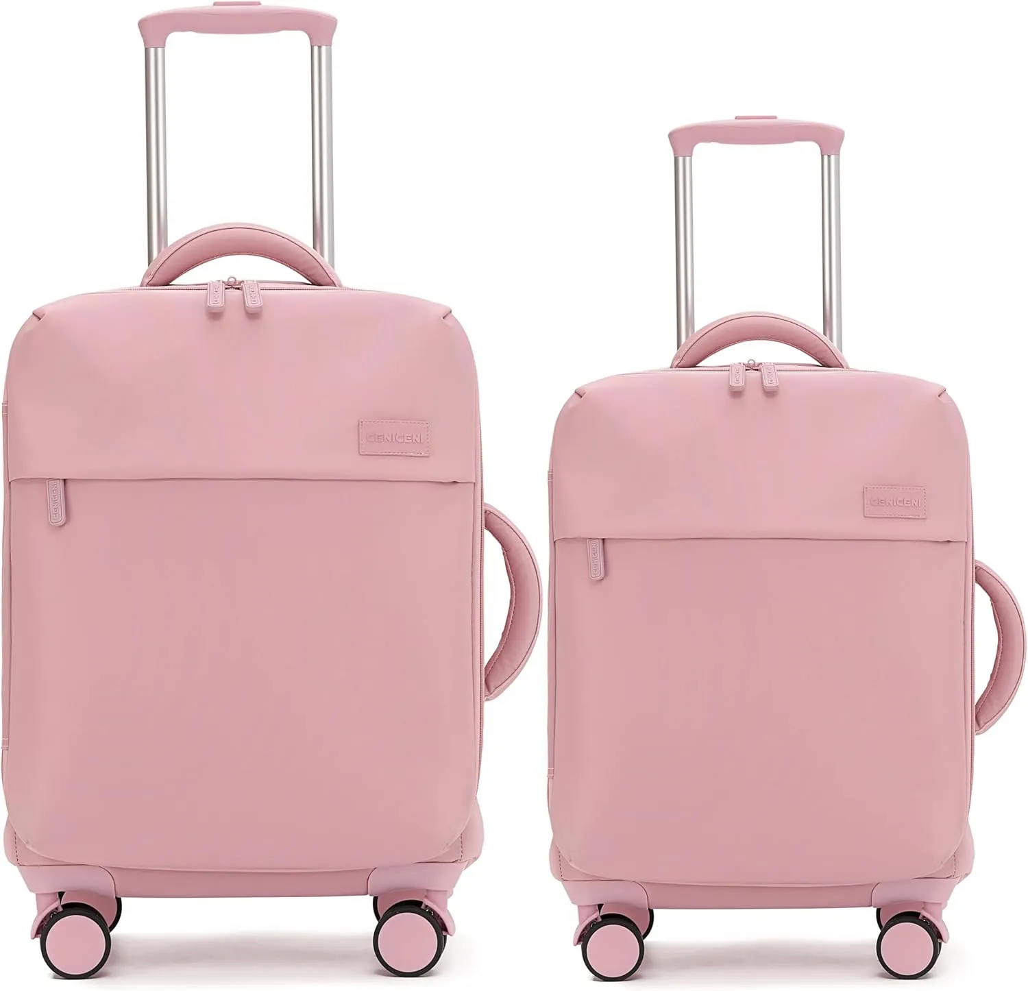 Ultralight 20" 24" Travel Luggage Set Carry-On Airline Approved Softside Suitcase, 360 Spinner Wheels, TSA Lock, with 7-Piece Travel Accessories, Sakura Pink