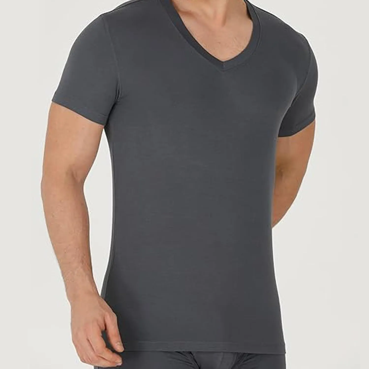 V Neck T Shirts for Men Rayon Made from Bamboo Tees Moisture Wicking Undershirts 3 Pack