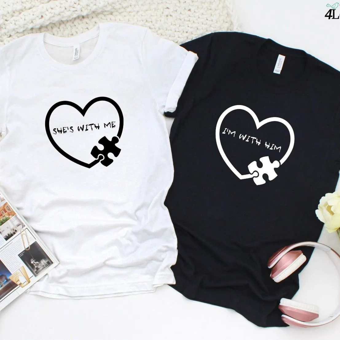 Valentine's Day Matching Outfits Set - Cute 'She's With Me & I'm With Him' for Couples