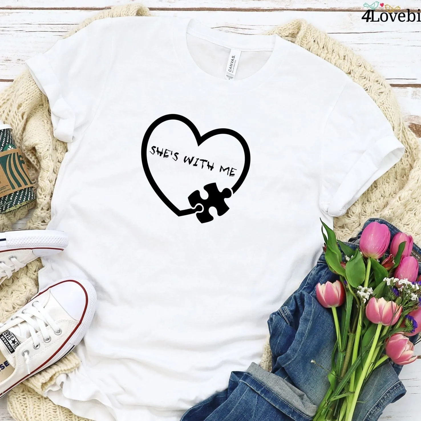 Valentine's Day Matching Outfits Set - Cute 'She's With Me & I'm With Him' for Couples
