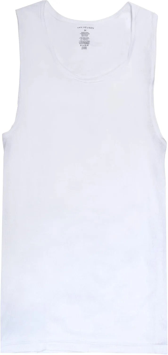 Van Heusen Mens Tank Top Undershirt - 5 Pack Soft Cotton A-Shirt Tank Tops - Breathable Sleeveless Shirts for Men (S-XL)