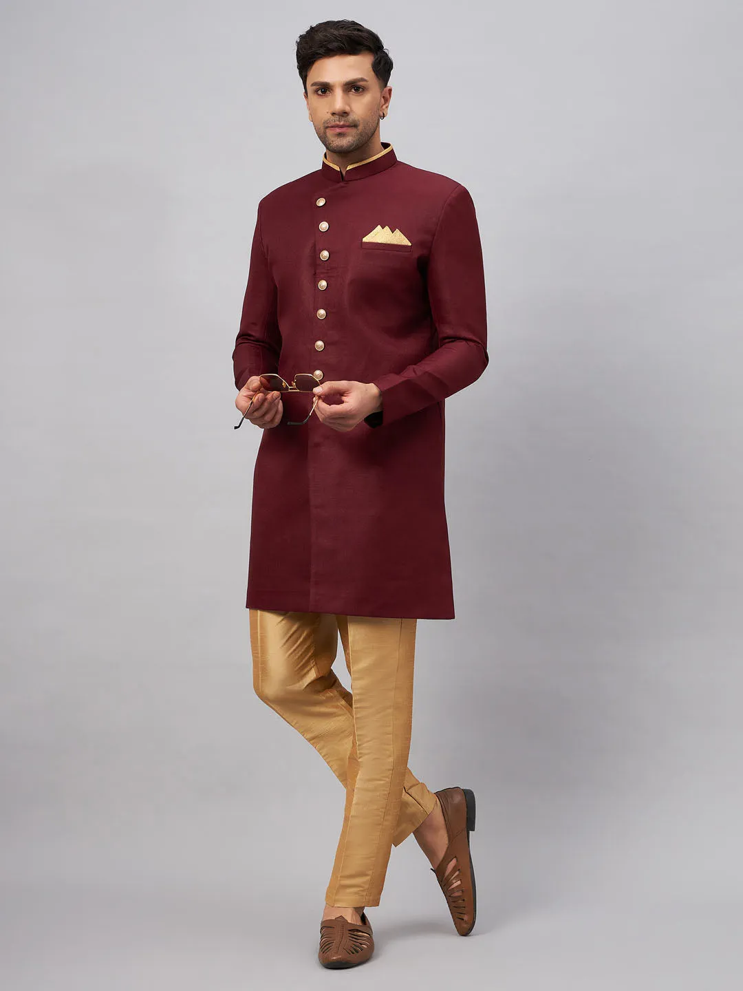 VASTRAMAY Maroon Indo Western Set