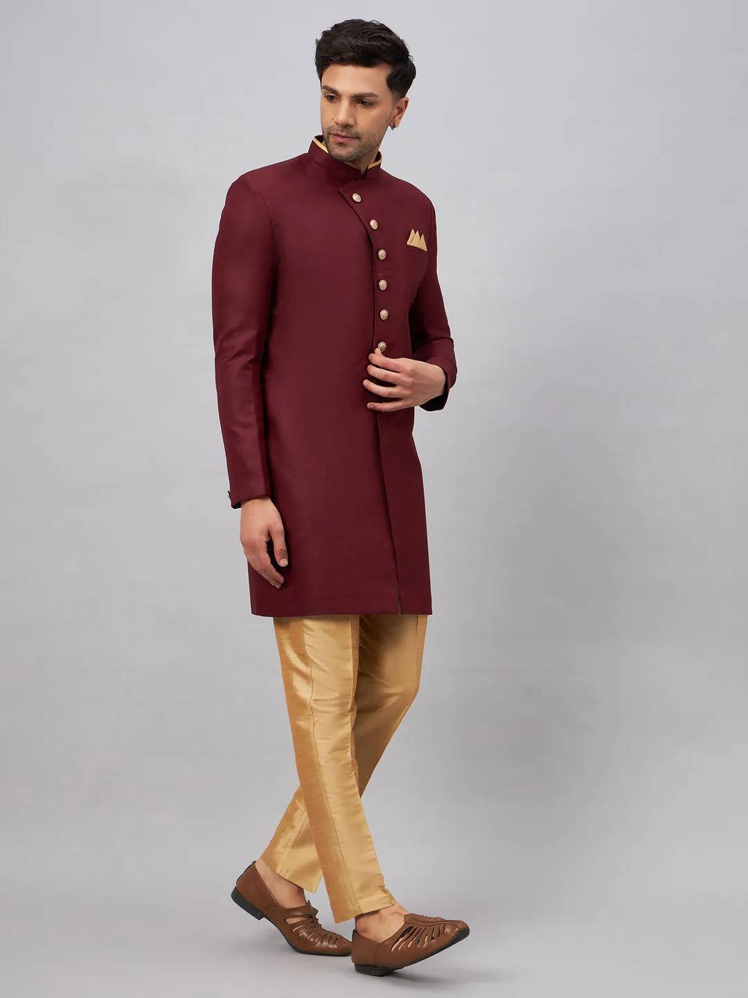 VASTRAMAY Maroon Indo Western Set